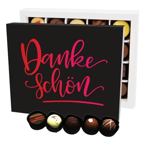 Hallingers Dankeschön XL - Manufaktur Pralinen Geschenk handmade ohne Alkohol aus Edelkakao Schokolade (Box) - Muttertagsgeschenk & Geschenkideen zum Vatertag | Geburtstag Glückwunsch Danke Jahrestag von Hallingers Genuss Manufaktur