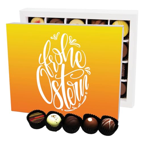 Hallingers Frohe Ostern Osterei XL - Ostergeschenke für Osterkörbchen zu Ostern, Pralinen handmade ohne Alkohol (Box) - Ostergeschenke Osterkörbchen Ostereier & als Osterdeko | Glückwunsch Glückwünsch von Hallingers Genuss Manufaktur