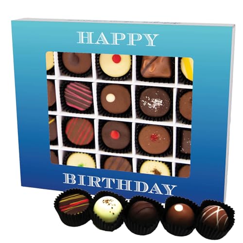 Hallingers Happy Birthday XL - Manufaktur Pralinen Geschenk handmade teils mit Alkohol aus Edelkakao Schokolade (Box) - Muttertagsgeschenk & Geschenkideen zum Vatertag | Geburtstag Glückwunsch Danke J von Hallingers Genuss Manufaktur
