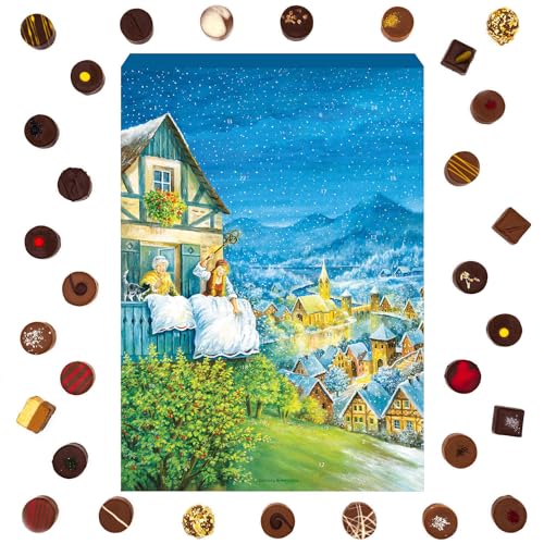 Hallingers Frau Holle - Adventskalender Pralinen Geschenk handmade ohne Alkohol aus Edelkakao Schokolade (Box) - Ostergeschenke Osterkörbchen Ostereier & als Osterdeko | Glückwunsch Chanukka Freundsch von Hallingers Genuss Manufaktur
