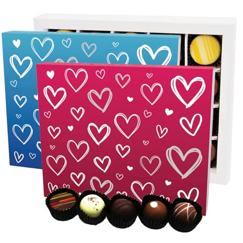 Hallingers Pink&Blue Hearts 2x XL - Valentintstag Manufaktur Pralinen Geschenk handmade teils mit Alkohol aus Edelkakao Schokolade (Set) - Muttertagsgeschenk & Geschenkideen zum Vatertag | Danke Jahre von Hallingers Genuss Manufaktur