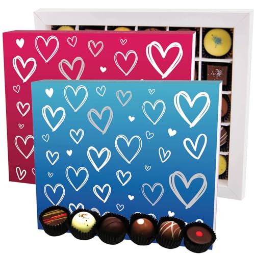 Hallingers Pink&Blue Hearts 2x XXL - Valentintstag Manufaktur Pralinen Geschenk handmade teils mit Alkohol aus Edelkakao Schokolade (Set) - Muttertagsgeschenk & Geschenkideen zum Vatertag | Danke Jahr von Hallingers Genuss Manufaktur