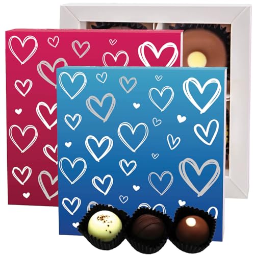 Hallingers Pink&Blue Hearts 2x - Valentinstag Manufaktur Pralinen Geschenk handmade ohne Alkohol aus Edelkakao Schokolade (Set) - Muttertagsgeschenk & Geschenkideen zum Vatertag | Danke Jahrestag Neue von Hallingers Genuss Manufaktur