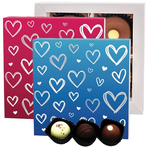 Hallingers Pink&Blue Hearts 2x - Valentintstag Manufaktur Pralinen Geschenk handmade teils mit Alkohol aus Edelkakao Schokolade (Set) - Muttertagsgeschenk & Geschenkideen zum Vatertag | Danke Jahresta von Hallingers Genuss Manufaktur