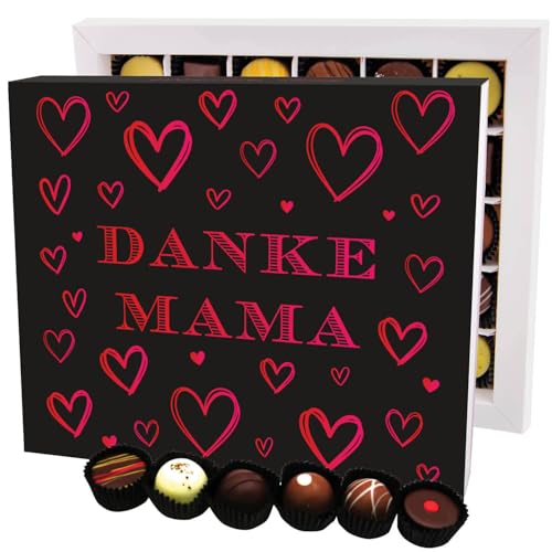 Hallingers Danke Mama XXL - Muttertagsgeschenk Pralinen Geschenk handmade ohne Alkohol aus Edelkakao zum Muttertag für Mama (Box) - Muttertagsgeschenk & Geschenkideen zum Vatertag | Danke Jahrestag Ne von Hallingers Genuss Manufaktur