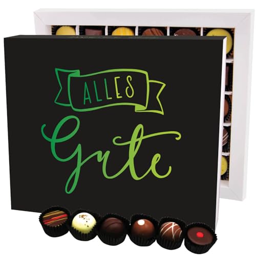 Hallingers Alles Gute XXL - Manufaktur Pralinen Geschenk handmade ohne Alkohol aus Edelkakao Schokolade (Box) - Ostergeschenke Osterkörbchen Ostereier & als Osterdeko | Geburtstag Glückwunsch Danke Ne von Hallingers Genuss Manufaktur