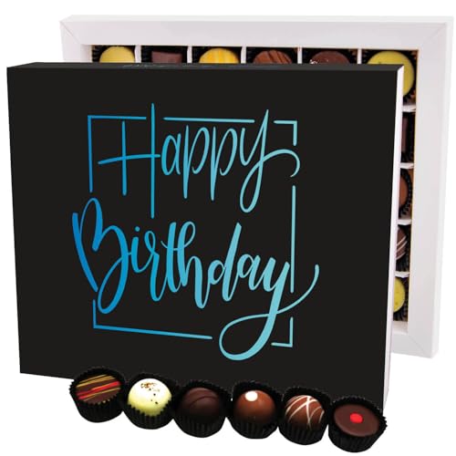 Hallingers Happy Birthday XXL - Manufaktur Pralinen Geschenk handmade ohne Alkohol aus Edelkakao Schokolade (Box) - Muttertagsgeschenk & Geschenkideen zum Vatertag | Geburtstag Glückwunsch Danke Jahre von Hallingers Genuss Manufaktur