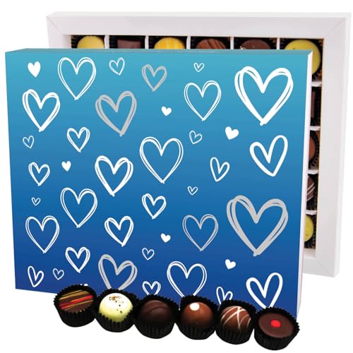 Hallingers Love Blau XXL - Valentinstag Manufaktur Pralinen Geschenk handmade ohne Alkohol aus Edelkakao Schokolade (Box) - Muttertagsgeschenk & Geschenkideen zum Vatertag | Danke Jahrestag Neues Zuha von Hallingers Genuss Manufaktur