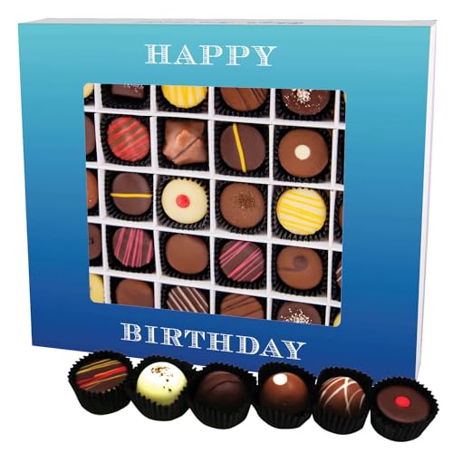 Hallingers Happy Birthday 30 - Manufaktur Pralinen Geschenk handmade teils mit Alkohol aus Edelkakao Schokolade (Box) - Ostergeschenke Osterkörbchen Ostereier & als Osterdeko | Geburtstag Glückwunsch von Hallingers Genuss Manufaktur