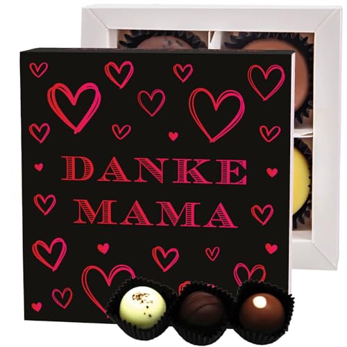 Hallingers Danke Mama - Manufaktur Pralinen Geschenk handmade ohne Alkohol aus Edelkakao Schokolade (Box) - Muttertagsgeschenk & Geschenkideen zum Vatertag | Danke Jahrestag Neues Zuhause Genesung von Hallingers Genuss Manufaktur