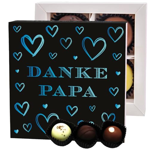 Hallingers Danke Papa - Vatertagsgeschenk Pralinen Geschenk handmade ohne Alkohol aus Edelkakao zum Vatertag für Papa (Box) - Muttertagsgeschenk & Geschenkideen zum Vatertag | Danke Jahrestag Neues Zu von Hallingers Genuss Manufaktur