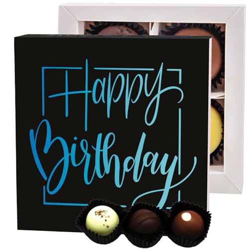 Hallingers Happy Birthday - Manufaktur Pralinen Geschenk handmade ohne Alkohol aus Edelkakao Schokolade (Box) - Muttertagsgeschenk & Geschenkideen zum Vatertag | Geburtstag Glückwunsch Danke Jahrestag von Hallingers Genuss Manufaktur