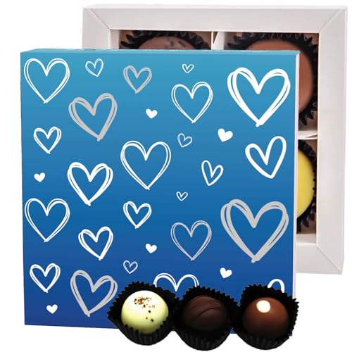 Hallingers Love Blau - Valentinstag Manufaktur Pralinen Geschenk handmade ohne Alkohol aus Edelkakao Schokolade (Box) - Muttertagsgeschenk & Geschenkideen zum Vatertag | Danke Jahrestag Neues Zuhause von Hallingers Genuss Manufaktur