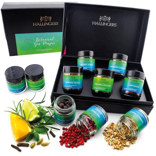 Hallingers Botanical Gin Pimper - Gewürz Geschenkset Gin handmade, 5 Gewürze als Gin-Botanicals (Set) - Muttertagsgeschenk & Geschenkideen zum Vatertag | Neues Zuhause Glückwünsche Genesung von Hallingers Genuss Manufaktur