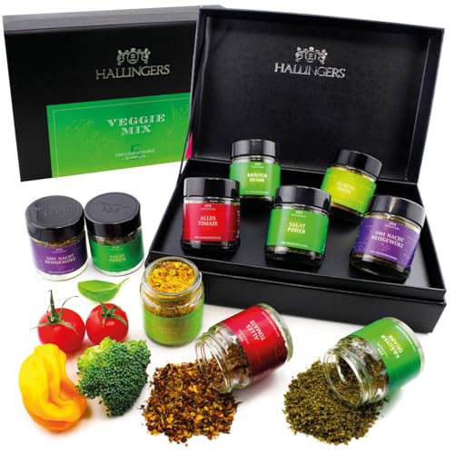 Hallingers Gewürz Geschenkset handmade, 5 Gewürze aus aller Welt (70g) - Veggie Mix (Set) - zu Weihnachten, Neues Zuhause, Glückwünsche - jetzt zu Ostern 2024 schenken von Hallingers Genuss Manufaktur