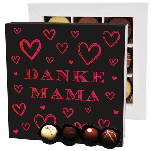 Hallingers Danke Mama L - Muttertagsgeschenk Pralinen Geschenk handmade ohne Alkohol aus Edelkakao zum Muttertag für Mama (Box) - Muttertagsgeschenk & Geschenkideen zum Vatertag | Danke Jahrestag Neue von Hallingers Genuss Manufaktur