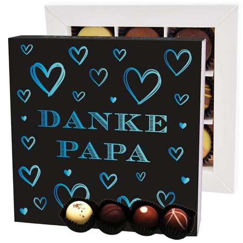 Hallingers Danke Papa L - Vatertagsgeschenk Pralinen Geschenk handmade ohne Alkohol aus Edelkakao zum Vatertag für Papa (Box) - Muttertagsgeschenk & Geschenkideen zum Vatertag | Danke Jahrestag Neues von Hallingers Genuss Manufaktur