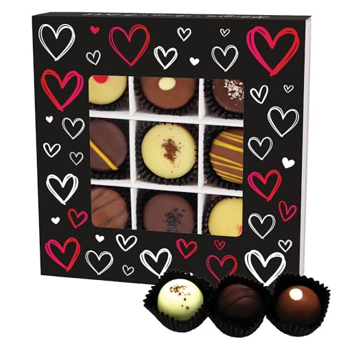 Hallingers Love Black L - Valentinstag Manufaktur Pralinen Geschenk handmade teils mit Alkohol aus Edelkakao Schokolade (Box) - Muttertagsgeschenk & Geschenkideen zum Vatertag | Danke Jahrestag Neues von Hallingers Genuss Manufaktur