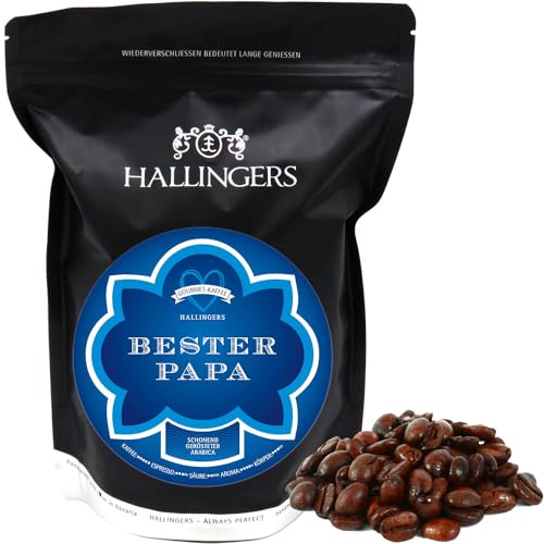 Hallingers Bester Papa - Vatertagsgeschenk Gourmet-Kaffee, schonend langzeit-geröstet für Papa Vater Opa (Bag) - Muttertagsgeschenk & Geschenkideen zum Vatertag | Neues Zuhause Jahrestag Freundschaft von Hallingers Genuss Manufaktur