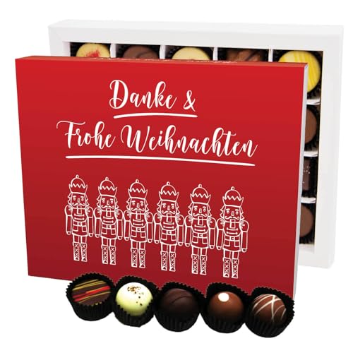 Hallingers Danke & Frohe Weihnachten XL - Manufaktur Pralinen Weihnachten Geschenk handmade ohne Alkohol aus Edelkakao Schokolade (Box) - Muttertagsgeschenk & Geschenkideen zum Vatertag | Glückwunsch von Hallingers Genuss Manufaktur