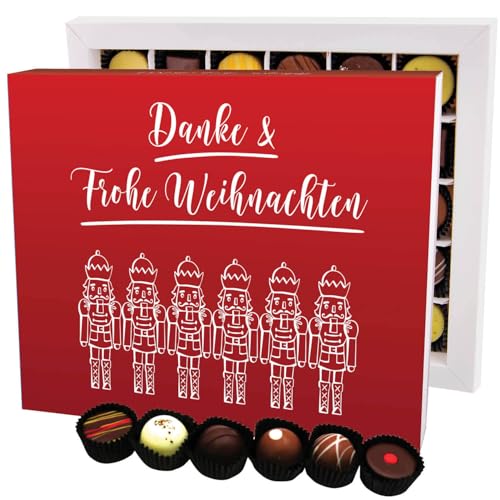 Hallingers Danke & Frohe Weihnachten XXL - Manufaktur Pralinen Weihnachten Geschenk handmade ohne Alkohol aus Edelkakao Schokolade (Box) - Muttertagsgeschenk & Geschenkideen zum Vatertag | Glückwunsch von Hallingers Genuss Manufaktur