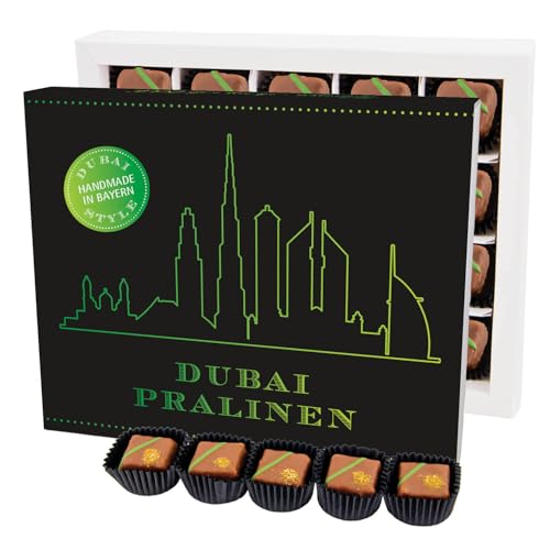 Hallingers Dubai Pralinen XL - Dubai Style Schokolade Manufaktur Pralinen handmade in Bayern ohne Alkohol aus Edelkakao (Box) - Muttertagsgeschenk & Geschenkideen zum Vatertag | Geburtstag Glückwunsch von Hallingers Genuss Manufaktur