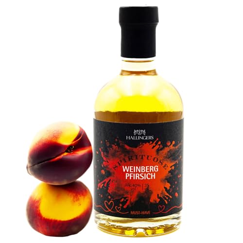 Hallingers Alter Weinbergpfirsich, Likör 40% vol. - Premium Pfirsich-Likör (Glas) - Ostergeschenke Osterkörbchen Ostereier & als Osterdeko | Danke Silvester Freundschaft Genesung von Hallingers Genuss Manufaktur