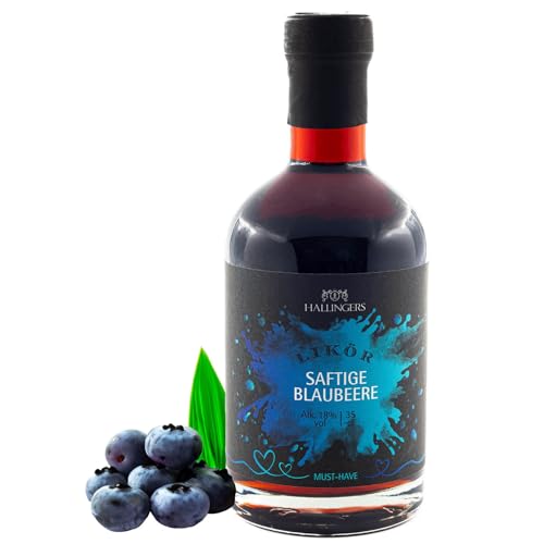 Hallingers Blaubeere, Likör 18% vol. - Premium Heidelbeer-Likör (Glas) - Ostergeschenke Osterkörbchen Ostereier & als Osterdeko | Danke Silvester Freundschaft Genesung von Hallingers Genuss Manufaktur
