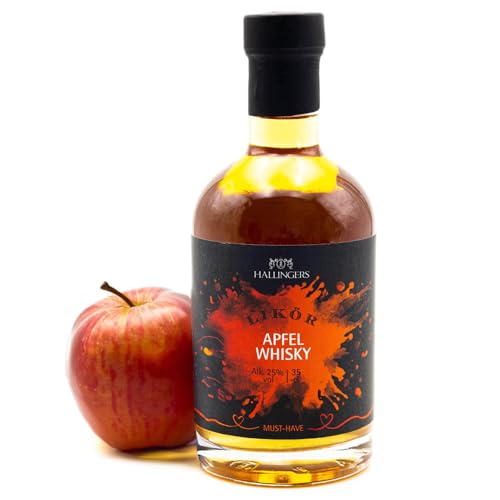 Hallingers Apfel-Whisky, Likör 25% vol. - Premium Apfel-Whisky-Likör (Glas) - Muttertagsgeschenk & Geschenkideen zum Vatertag | Danke Silvester Freundschaft Genesung von Hallingers Genuss Manufaktur