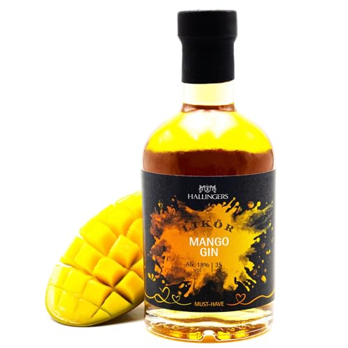 Hallingers Mango-Gin, Likör 18% vol. - Premium Mango-Gin-Likör (Glas) - Muttertagsgeschenk & Geschenkideen zum Vatertag | Danke Silvester Freundschaft Genesung von Hallingers Genuss Manufaktur