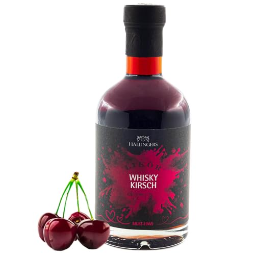 Hallingers Whisky-Kirsch, Likör 30% vol. - Premium Kirsch-Whisky-Likör (Glas) - Ostergeschenke Osterkörbchen Ostereier & als Osterdeko | Danke Silvester Freundschaft Genesung von Hallingers Genuss Manufaktur