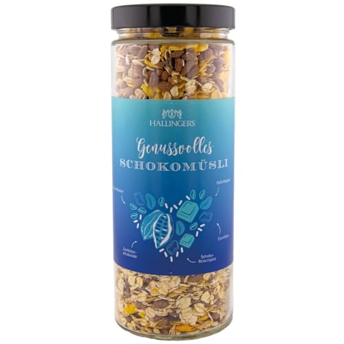 Hallingers Schoko-Mausli - Feinstes Gourmet-Müsli frisch aus der Mühle (Glas) - Muttertagsgeschenk & Geschenkideen zum Vatertag | Neues Zuhause Ruhestand Danke Genesung von Hallingers Genuss Manufaktur