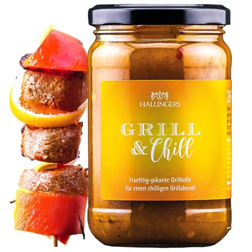 Hallingers Grill & Chill - Feinstes Grill-Chutney, handgemacht (Glas) - Muttertagsgeschenk & Geschenkideen zum Vatertag | Geburtstag Glückwunsch Neues Zuhause Danke Freundschaft Genesung von Hallingers Genuss Manufaktur