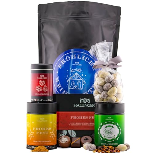 Hallingers Fröhliche Weihnachten XXL - Weihnachtliche Geschenk Wundertüte XXL, Gourmet-Köstlichkeiten als Geschenkkorb zu Weihnachten (Set) - Muttertagsgeschenk & Geschenkideen zum Vatertag | Neues Zu von Hallingers Genuss Manufaktur
