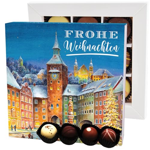 Hallingers Frohe Weihnachten LL L - Manufaktur Pralinen Weihnachten Geschenk handmade ohne Alkohol aus Edelkakao Schokolade (Box) - Muttertagsgeschenk & Geschenkideen zum Vatertag | Glückwunsch Danke von Hallingers Genuss Manufaktur
