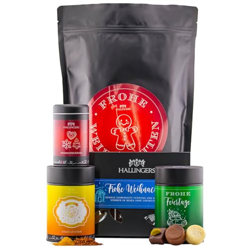 Hallingers Frohe Weihnachten XXL - Weihnachtliche Geschenk Wundertüte XXL, Gourmet-Köstlichkeiten als Geschenkkorb zu Weihnachten (Set) - Muttertagsgeschenk & Geschenkideen zum Vatertag | Neues Zuhaus von Hallingers Genuss Manufaktur