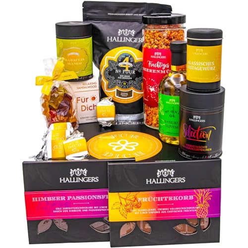 Hallingers Für Dich - Gourmet Geschenk-Set in edler Box als Geschenkkorb mit viel Feinkost zu jedem Anlass (Set) - Muttertagsgeschenk & Geschenkideen zum Vatertag | Glückwunsch Jahrestag Freundschaft von Hallingers Genuss Manufaktur