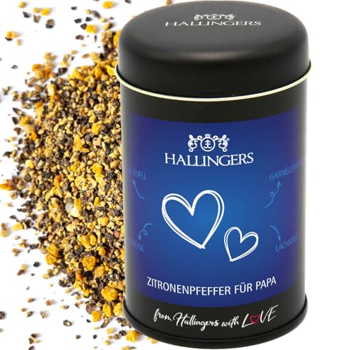 Hallingers Für Papa - Geschenk zum Vatertag, Premium Pfeffer für Gemüse, Marinade & Salatdressing (Dose) - Muttertagsgeschenk & Geschenkideen zum Vatertag | Glückwunsch Jahrestag Freundschaft Genesung von Hallingers Genuss Manufaktur