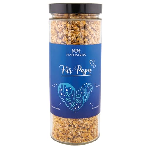 Hallingers Für Papa - Zum Vatertag für Papa feinstes Gourmet-Müsli frisch aus der Mühle, fix & fertig als Geschenk (Glas) - Muttertagsgeschenk & Geschenkideen zum Vatertag | Neues Zuhause Jahrestag Fr von Hallingers Genuss Manufaktur