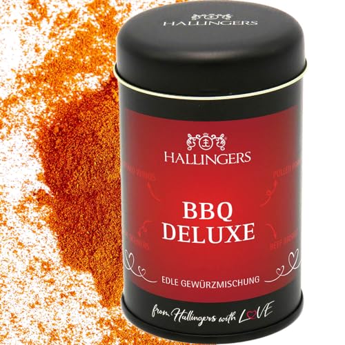 Hallingers BBQ Barbecue Deluxe - Gewürz-Mischung für Grill, Marinaden & Krustentiere (Dose) - Muttertagsgeschenk & Geschenkideen zum Vatertag | Neues Zuhause Ruhestand Genesung von Hallingers Genuss Manufaktur