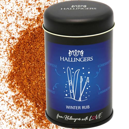 Hallingers Winterrub - Gewürz-Mischung für Marinaden, Fleisch & Geflügel (Dose) - Ostergeschenke Osterkörbchen Ostereier & als Osterdeko | Neues Zuhause Ruhestand Genesung von Hallingers Genuss Manufaktur