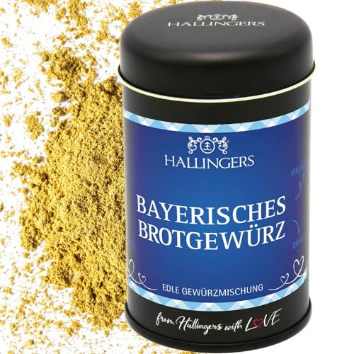 Hallingers Bayerisches Brotgewürz - Gewürz-Mischung für in oder auf das Brot (Dose) - Muttertagsgeschenk & Geschenkideen zum Vatertag | Geburtstag Glückwunsch Neues Zuhause Jahrestag Freundschaft von Hallingers Genuss Manufaktur