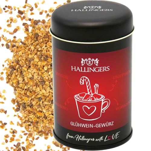 Hallingers Glühwein-Gewürz - Gewürz-Mischung für Glühwein, Kinderpunsch, Weihnachtstee, Feuerzangenbowle zu Weihnachten und Silvester (Dose) - Muttertagsgeschenk & Geschenkideen zum Vatertag | Glückwu von Hallingers Genuss Manufaktur