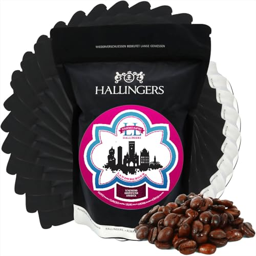 Hallingers 10x No. LL - Landsberger Gourmet-Kaffee - Gourmet-Kaffee, schonend langzeit-geröstet (Bag) - Muttertagsgeschenk & Geschenkideen zum Vatertag | Geburtstag Glückwunsch Neues Zuhause Jahrestag von Hallingers Genuss Manufaktur