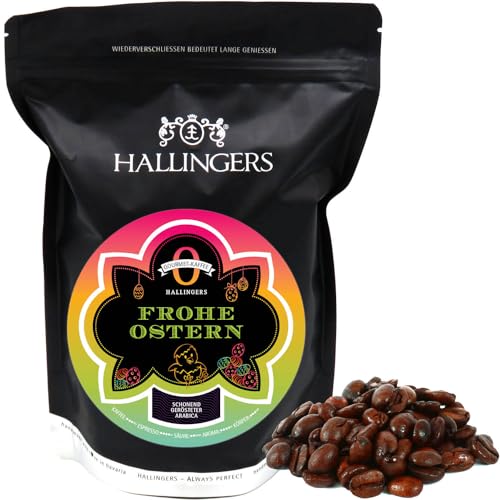 Hallingers No. O Frohe Ostern - Ostergeschenke für Osterkörbchen zu Ostern, Gourmet Kaffee schonend langzeit-geröstet (Bag) - Ostergeschenke Osterkörbchen Ostereier & als Osterdeko | Neues Zuhause Gen von Hallingers Genuss Manufaktur