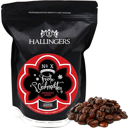 Hallingers No. X Frohe Weihnachten - Gourmet-Kaffee, schonend langzeit-geröstet (Bag) - Muttertagsgeschenk & Geschenkideen zum Vatertag | Neues Zuhause Jahrestag Genesung von Hallingers Genuss Manufaktur