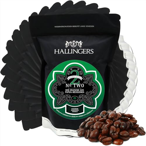 Hallingers 10x No. Two - Gourmet-Kaffee aus Papua-Neuguinea, schonend langzeit-geröstet (Bag) - Muttertagsgeschenk & Geschenkideen zum Vatertag | Geburtstag Glückwunsch Neues Zuhause Jahrestag Genesun von Hallingers Genuss Manufaktur