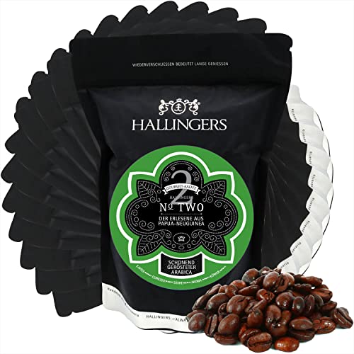 Hallingers 10x No. Two - Gourmet-Kaffee aus Papua-Neuguinea, schonend langzeit-geröstet (Bag) - Muttertagsgeschenk & Geschenkideen zum Vatertag | Geburtstag Glückwunsch Neues Zuhause Jahrestag Genesun von Hallingers Genuss Manufaktur