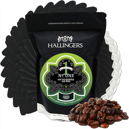 Hallingers 10x No. One - Gourmet-Kaffee aus Peru, schonend langzeit-geröstet (Bag) - Muttertagsgeschenk & Geschenkideen zum Vatertag | Geburtstag Glückwunsch Neues Zuhause Jahrestag Genesung von Hallingers Genuss Manufaktur