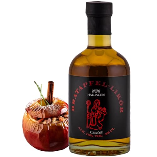 Hallingers Grossmutters Bratapfel, Likör 18% vol. - Premium Weihnachts-Likör zu Weihnachten und im Advent als Geschenk zur Weihnacht (Glas) - Muttertagsgeschenk & Geschenkideen zum Vatertag | Danke Si von Hallingers Genuss Manufaktur